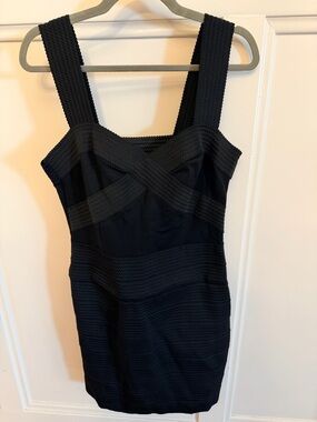 H&M Black Textured Strap Mini Dress